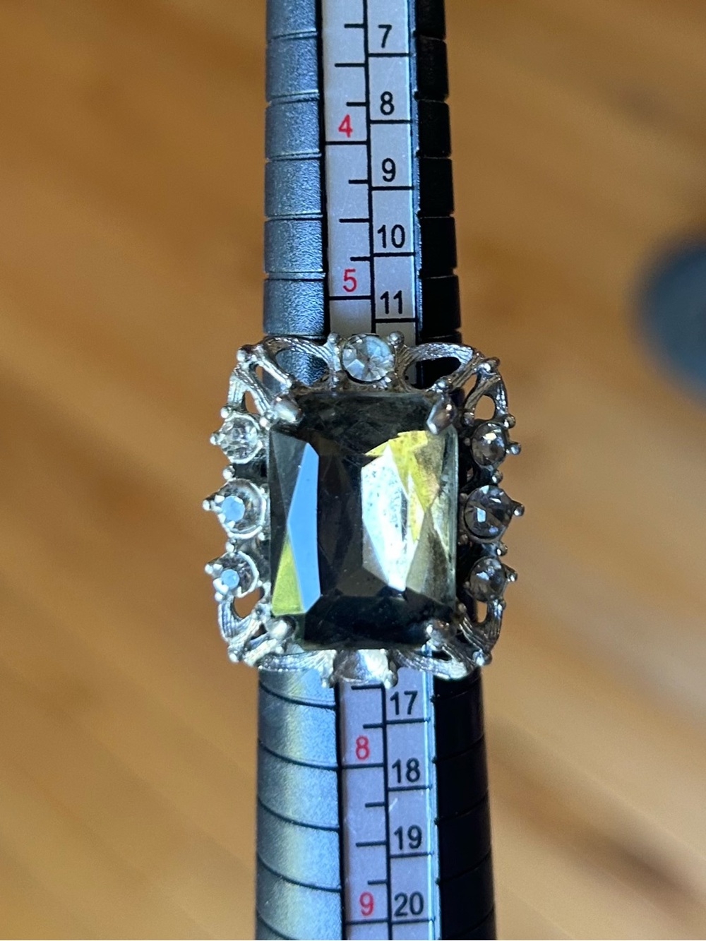 Sarah Coventry Rhinestone & Silver-tone Ring, Adjustable - Picture 5 of 5